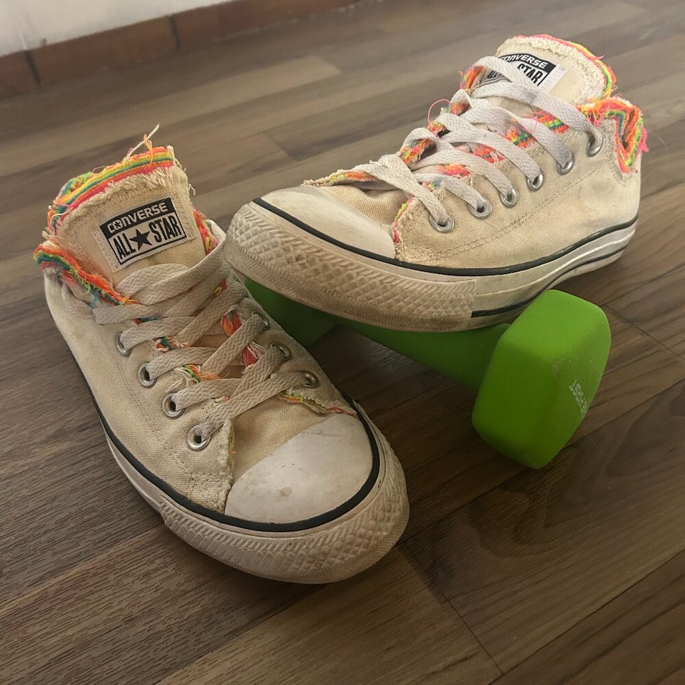 Low Top Converse with Rainbow detail, Size 10